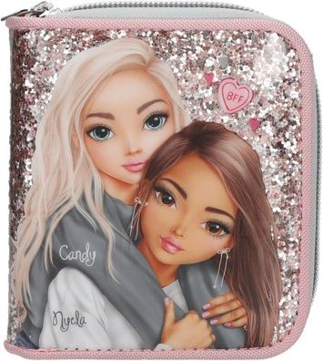 TOPModel My BFF - Portemonnaie in Rosa und Grau, mit Model Motiv und Glitzer,