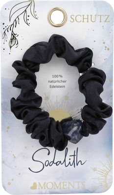 Depesche Moments Premium Scrunchie mit Sodalith Herz, blau, Natuerlicher Edelstein, H