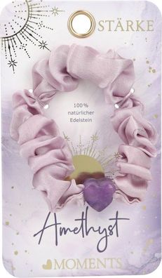 Depesche Moments Premium Scrunchie mit Amethyst Herz, violett, Natuerlicher Edelstein