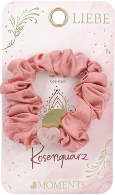 Depesche Moments Premium Scrunchie mit Rosenquarz Herz, Rosa, Natuerlicher Edelstein,