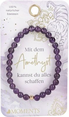 Moments Premium Amethyst Armband in perlmutweiss, 100% Natuerlicher Edelstein, der Am