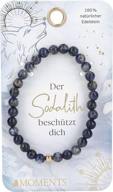 Moments Premium Sodalith Armband in graublau, 100% Natuerlicher Edelstein, der Sodali