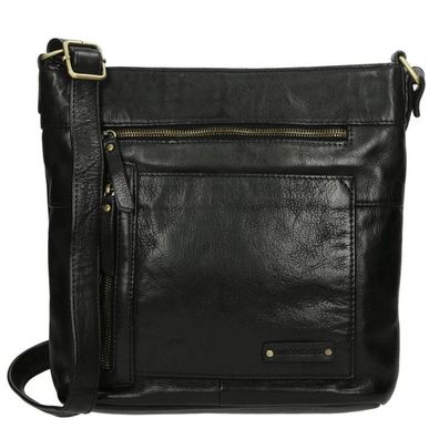 Enrico Benetti Umhaengetasche Ledertasche Leder Businesstasche schwarz Plain 26x23x9,