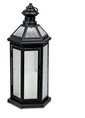 Dekorative Laterne 17x38cm klassisches Design aus lackiertem Eisen Metall schwarz Lat