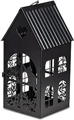 Dekorative Laterne 19x38cm klassisches Design aus lackiertem Eisen Metall Katze schw