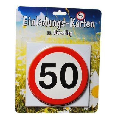 1 Set Einladungskarten mit Umschlag zum 50. Geburtstag
