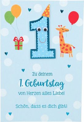 11566 Depesche Zahlenkarte, Glueckwunschkarte-Zu deinem 1. Geburtstag von Herzen