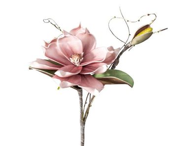 formano kuenstlicher Magnolienzweig mit 1 Bluete L. 45cm Altrosa Foam Flower