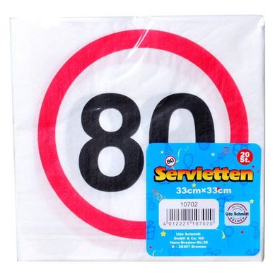 Udo Schmidt GmbH Servietten 80 Dekoration 80. Geburtstag Deko Party Tisch Deko 20-TLG