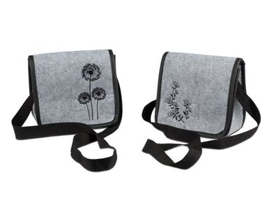 Tasche Einkaufstasche Shopper Umhaengetasche grau-schwarz 17x20cm