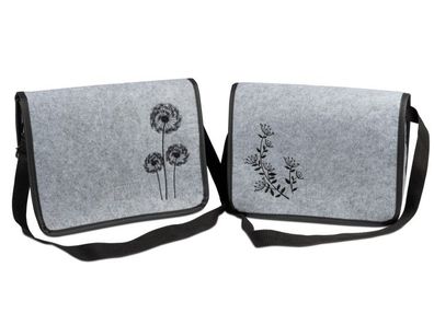Umhaengetasche grau-schwarz 25x34cm aus Filz 1 Stueck von 2