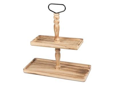 Grosse Etagere mit 2 Ebenen aus Holz