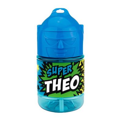 Wasserflasche f. Kinder mit Namen fuer Schule und Freizeit-BPA frei-Trinkflasche Theo