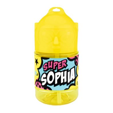 Wasserflasche f. Kinder mit Namen fuer Schule und Freizeit-BPA frei-Trinkflasche Soph