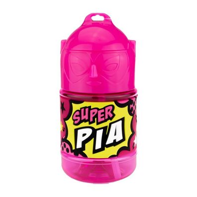Wasserflasche f. Kinder mit Namen fuer Schule und Freizeit-BPA frei-Trinkflasche Pia