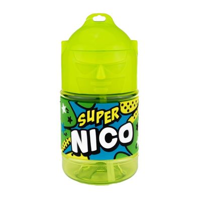 Wasserflasche f. Kinder mit Namen fuer Schule und Freizeit-BPA frei-Trinkflasche Nico
