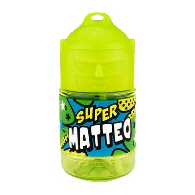 Wasserflasche f. Kinder mit Namen fuer Schule und Freizeit-BPA frei-Trinkflasche Matt