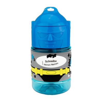 Wasserflasche f. Kinder mit Namen fuer Schule und Freizeit-BPA frei-Trinkflasche Blan
