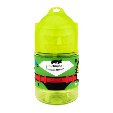 Wasserflasche f. Kinder mit Namen fuer Schule und Freizeit-BPA frei-Trinkflasche Blan