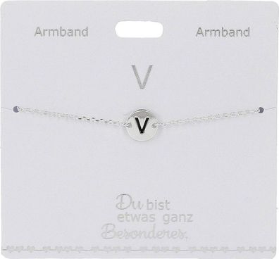 Versilbertes Namensarmband mit Buchstabe V