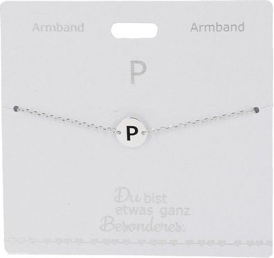 Versilbertes Namensarmband mit Buchstabe P