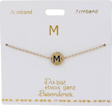 Vergoldetes Namensarmband mit Buchstabe M