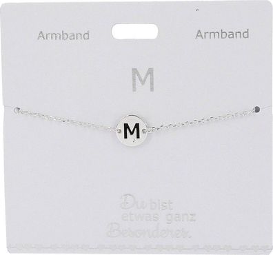 Versilbertes Namensarmband mit Buchstabe M