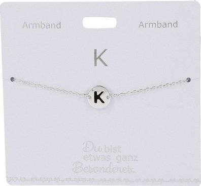 Versilbertes Namensarmband mit Buchstabe K