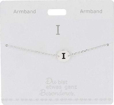 Versilbertes Namensarmband mit Buchstabe I