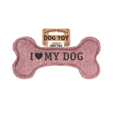 Quietschender Hunde Knochen form-Hundespielzeug I love my dog -red