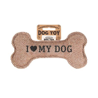 Quietschender Hunde Knochen form-Hundespielzeug I love my dog -brown