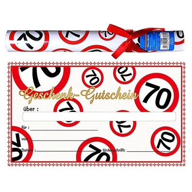 Riesen-Geschenk-Gutschein in Papp-Roehre 70. Geburtstag