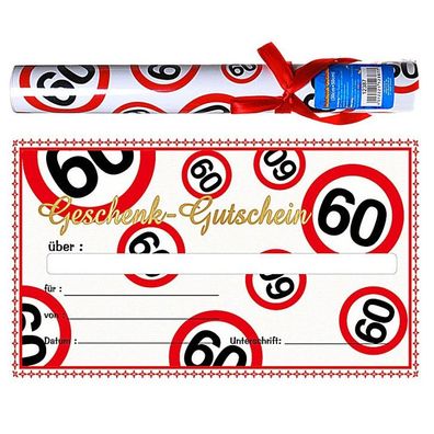 Riesen-Geschenk-Gutschein in Papp-Roehre 60. Geburtstag
