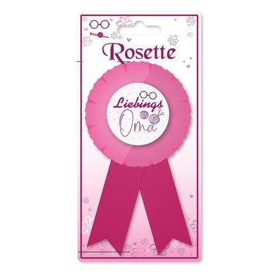 Anstecker Rosette "Lieblings-Oma" mit Anstecknadel, ca. 14x8 cm