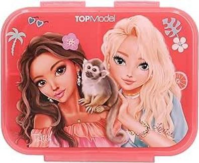 TOPModel Juicy - Brotdose in Gruen und Rosa, mit Model Motiv und Blumen Muster