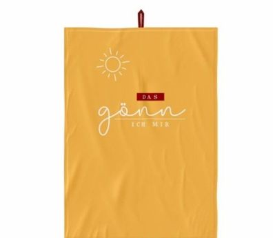 la vida Abtrockentuch Spueltuch "Goenn ich mir" Geschirrtuch, Ocker, Baumwolle, mit A