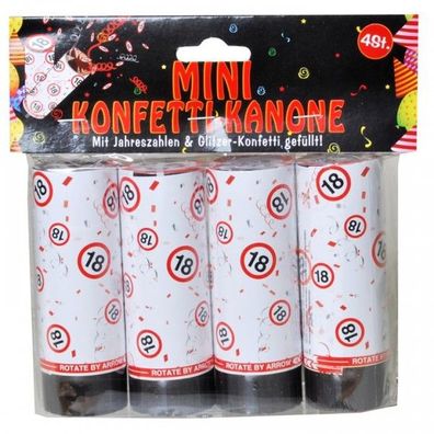 Set Konfetti Kanonen mit Jahreszahl zum 18. Geburtstag weiss/rot