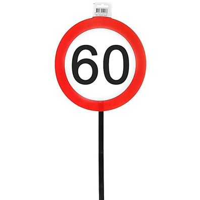 Schild 60 mit Stab zum 60. Geburtstag