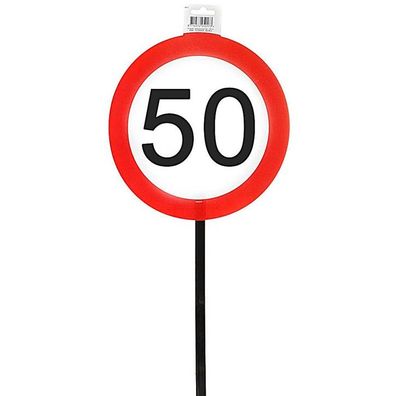 Schild 50 mit Stab zum 50. Geburtstag