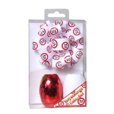 1x Verpackungs-Deko-Set zum 18. Geburtstag 3-teilig