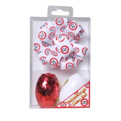1x Verpackungs-Deko-Set zum 20. Geburtstag 3-teilig