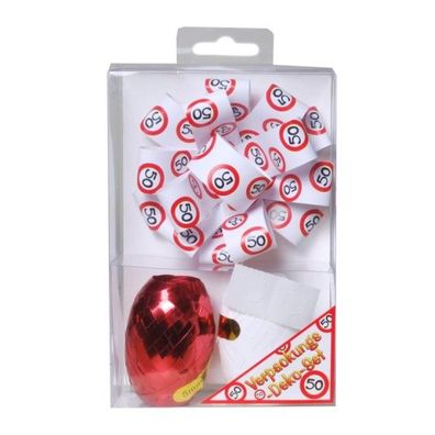 1x Verpackungs-Deko-Set zum 50. Geburtstag 3-teilig