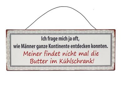 Wandbild mit Draht-Aufhaengung 40 x 15cm aus Metall mit Spruch