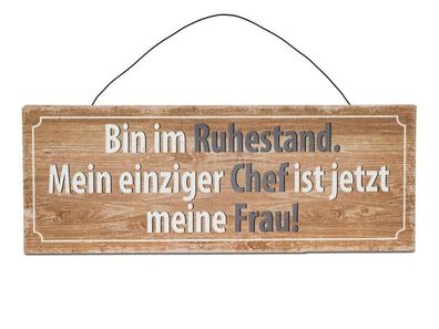 Wandbild mit Draht-Aufhaengung 40 x 15cm aus Metall mit Spruch