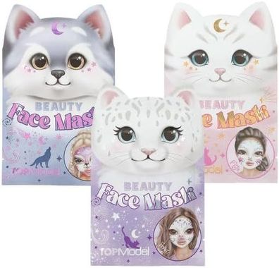 3 Stueck Beauty Tuchmaske, erschiedene Katzen- bzw. Hunde-Motive, Feuchtigkeitsspende