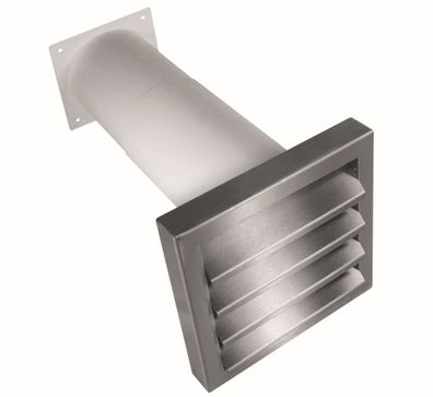 Flachkanal 175x80mm Teleskop-Mauerkasten 35-68cm Länge Edelstahl Außengitter