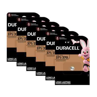 6x Duracell Uhren Batterien 370 371 1,5V SR920 Knopfzelle 1er Blister