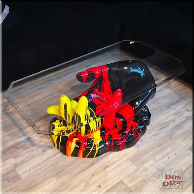 Glastisch Couchtisch in Nationalfarben - exklusiver Sofatisch Spritzlackierung