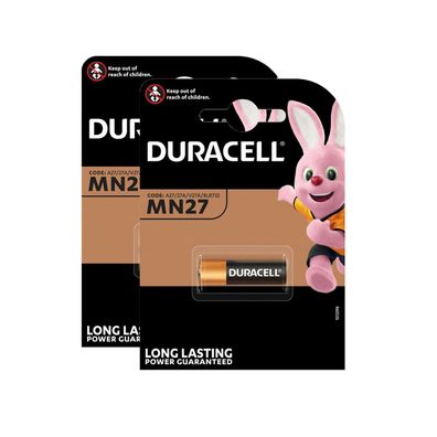 2x Duracell Batterie MN27 A27 LR27A GP27 L828 12V 18mAh ø 8x28mm