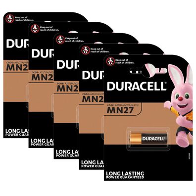 5x Duracell Batterie MN27 A27 LR27A GP27 L828 12V 18mAh ø 8x28mm